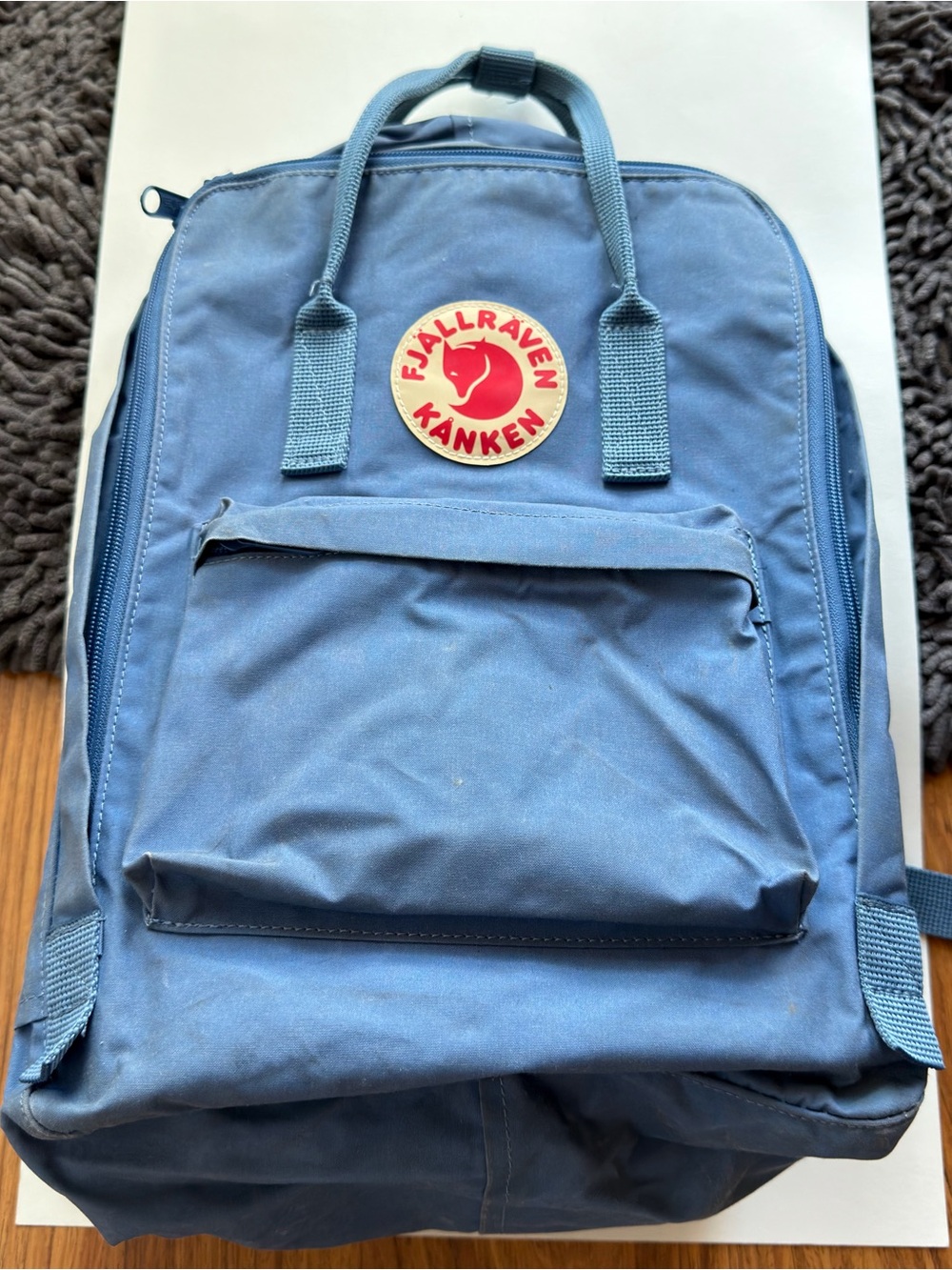 Fjallraven Kanken Classic Backpack in Blue with Red Logo